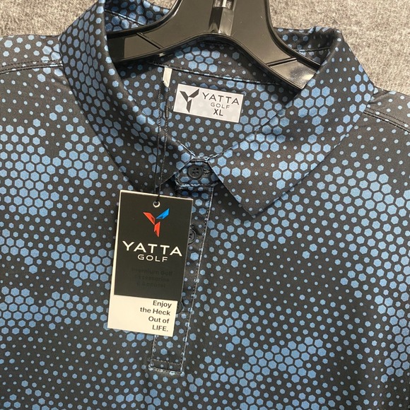 Yatta Golf Other - NWT Yatta Golf Polo Shirt Mens XL Hex Camo Blue Black Performance Stretch Casual